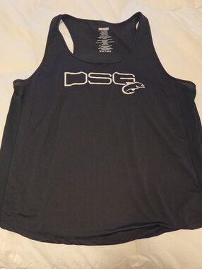DSG Men’s Navy Blue Racerback Swim Tank with White Logo